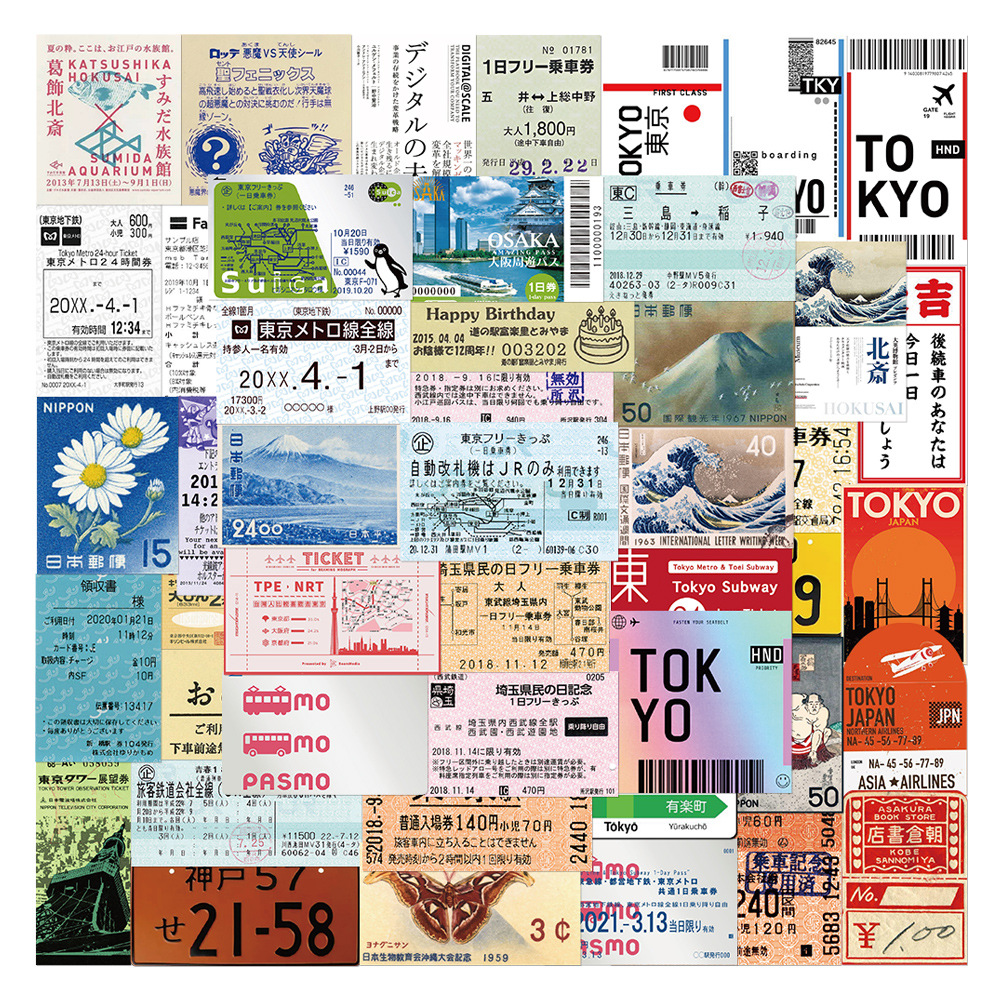 Vintage Cycling Gear - 10/30/60pcs Japanese Vintage Tickets Stickers Cute