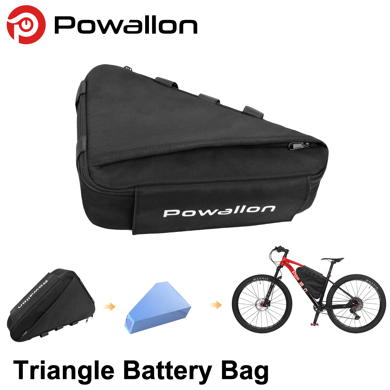 Cycling Gear Travel Bag - E-Bike Triangle Battery Bag Waterproof Bicycle