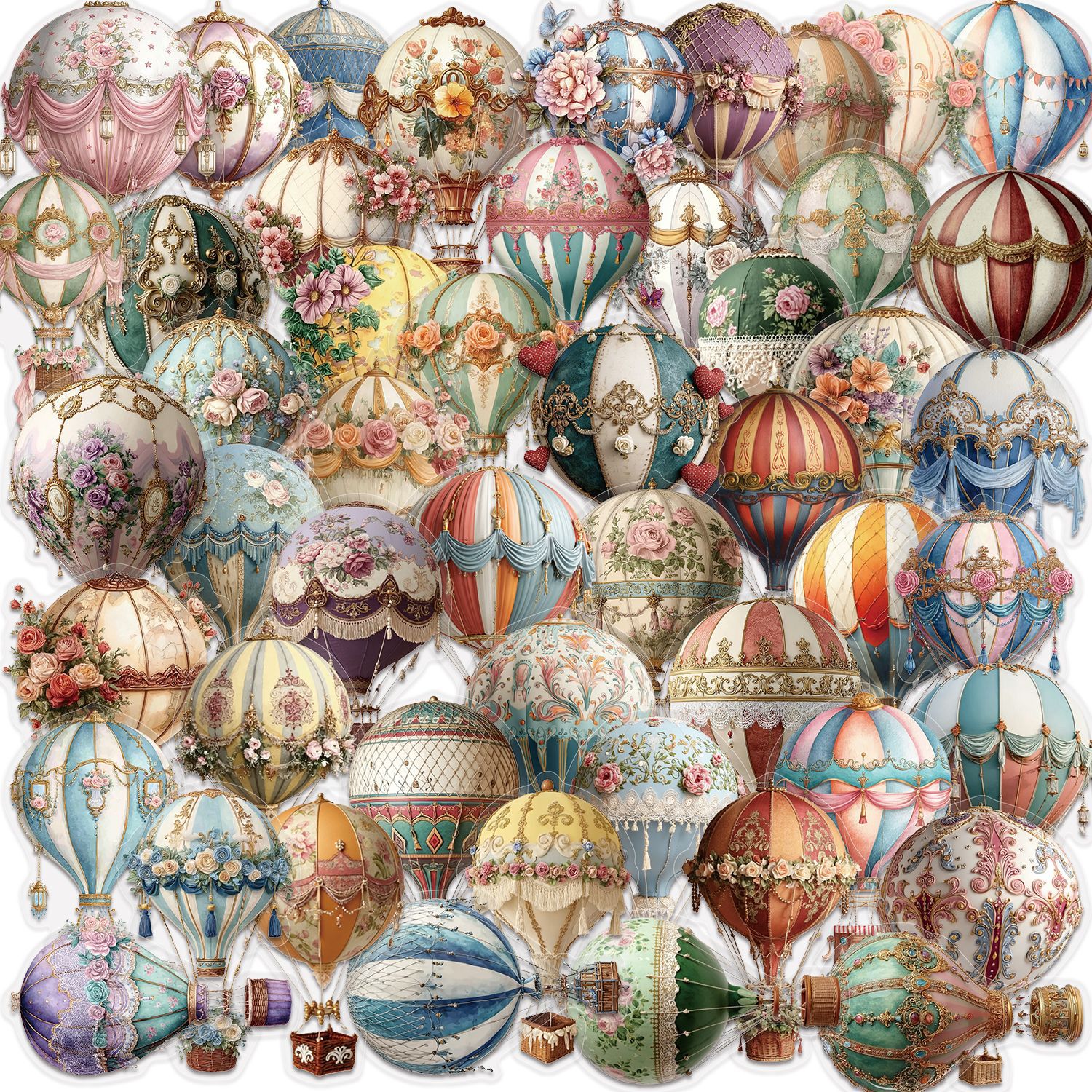 50PCS Vintage Hot Air Balloon  - Vintage Cycling Gear incelemesi ve fiyatı